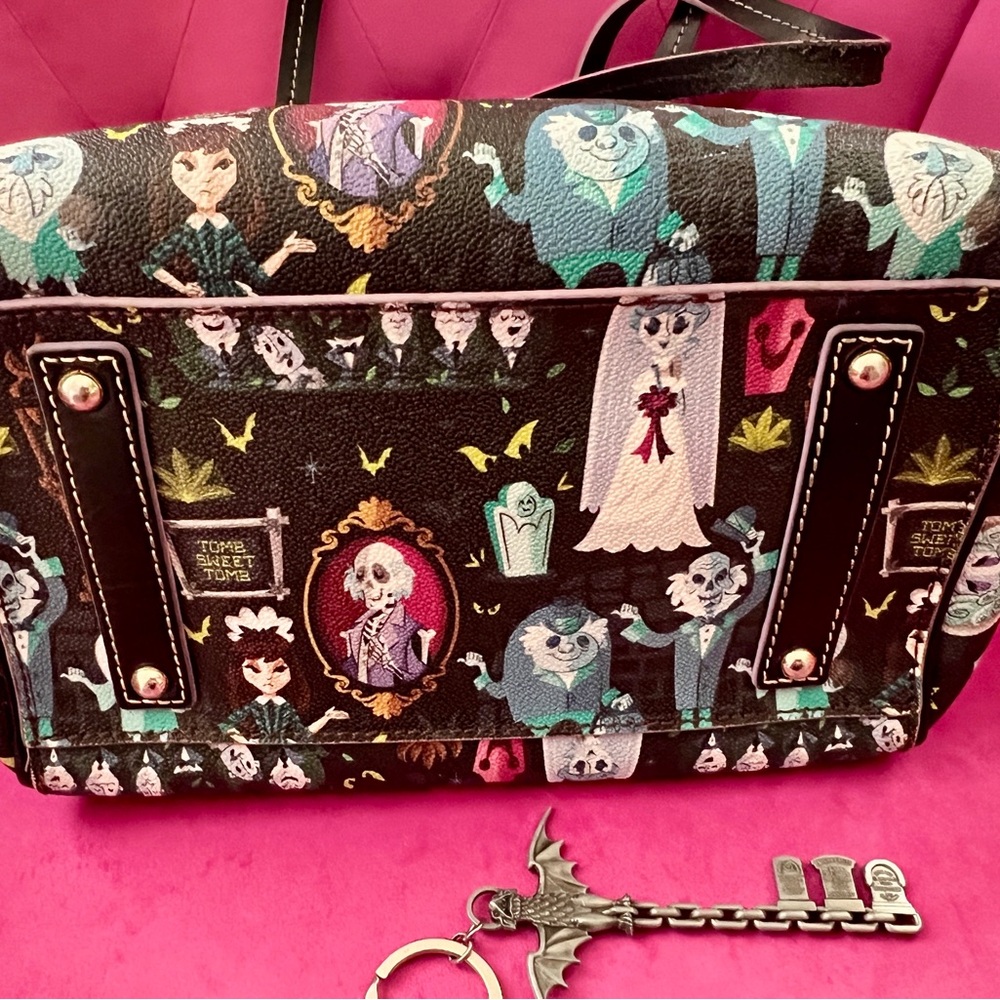 Dooney & Bourke - Disney Haunted Mansion Handbag & Keychain Rare Black Retired - Picture 9 of 16